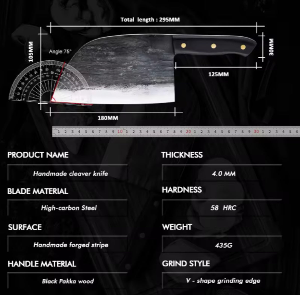 High Carbon Steel Professional Cleaver